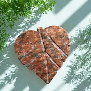 Brecciated Jasper Heart-Shaped Leaf Carving – 65g Polished Stone